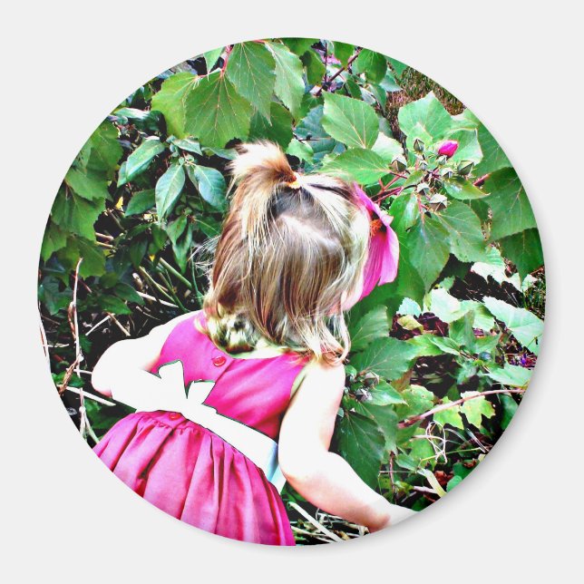 Íman Pare e cheire o Rosa Fotografia Magnet (Frente)