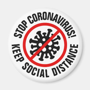 Íman Pare os ímãs do logotipo CoronaVirus com o sloga