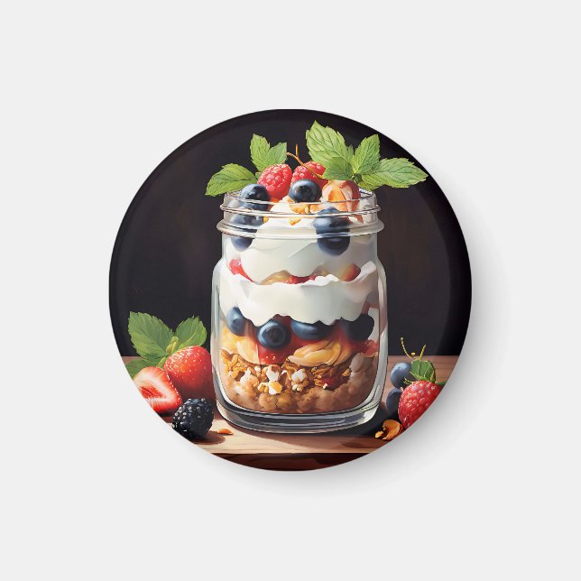 Íman Parfait de Frutas Vermelhas em Pote de Vidro (Frente)