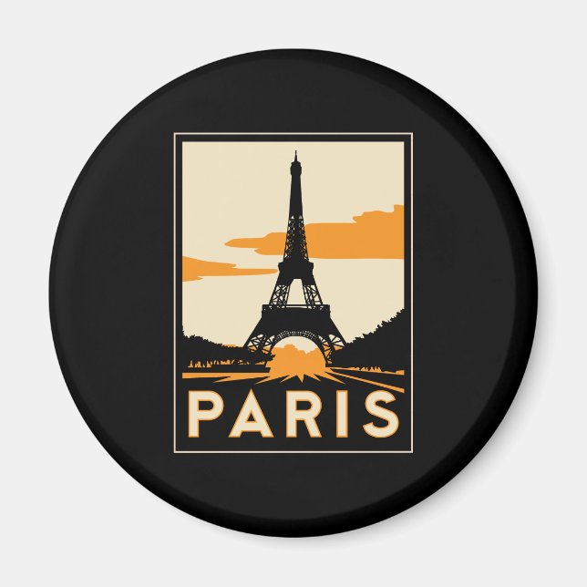 Íman paris art deco retro poster de viagens (Frente)