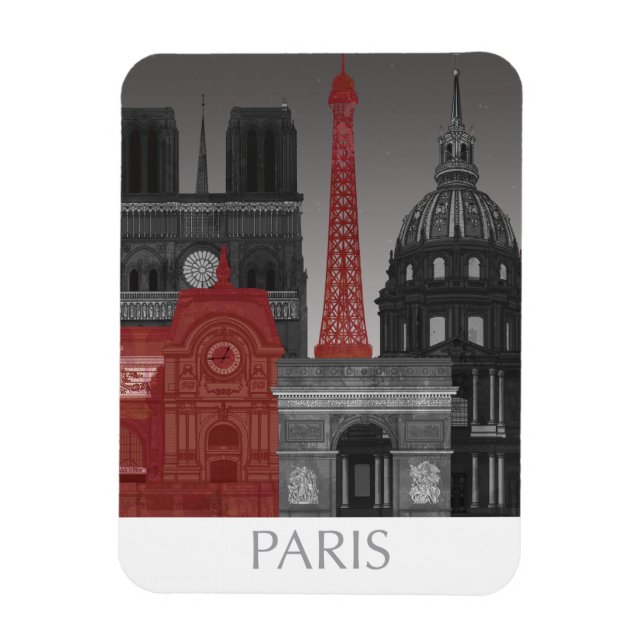 Íman Paris Elevações por Noite - Vermelho (Vertical)
