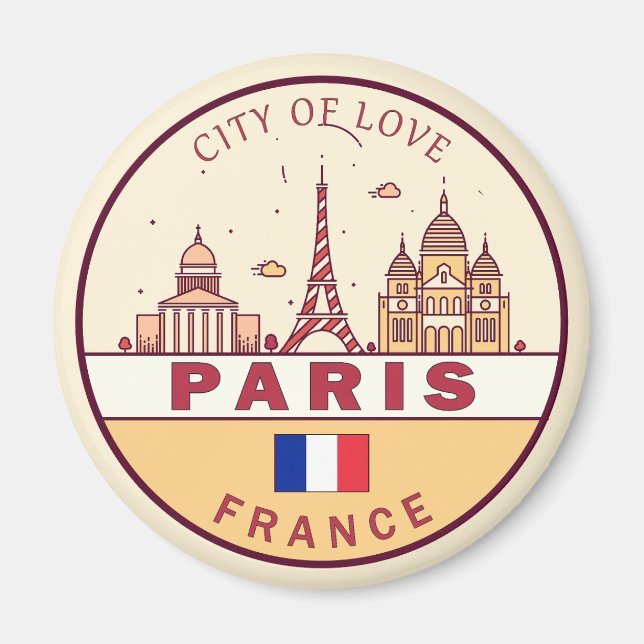 Íman Paris França City Skyline Emblem (Frente)