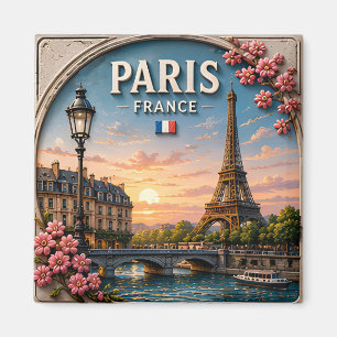 Íman 🗼 Paris França Torre Eiffel Vista da Cidade Ribei