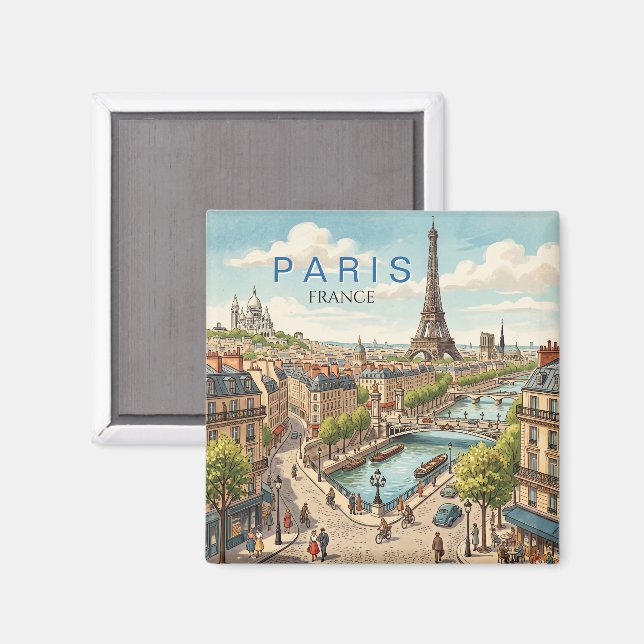 Íman Paris França Viagem Arte Vintage (Front/Back)