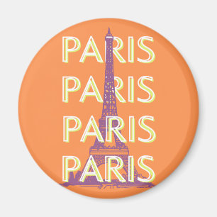 Íman Paris, Viagem Art, Retro-Viagem Art, Laranja