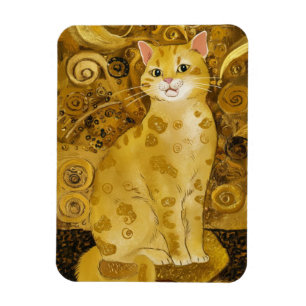 Íman Paródia de gato fofo dourado de Gustav Klimt, arte