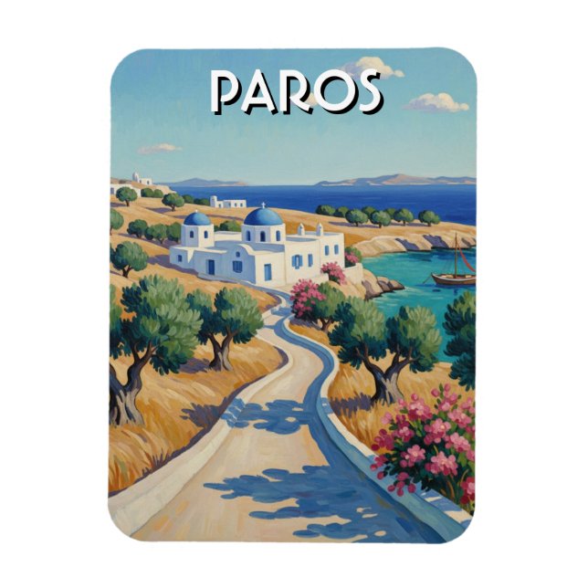 Íman Paros Ilhas da Grécia Viagem Aquarela  (Vertical)