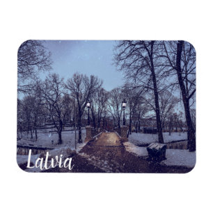 Íman Parque da cidade de neve de inverno à noite