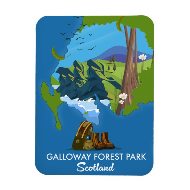 Íman parque florestal Galloway Escócia mapa (Vertical)