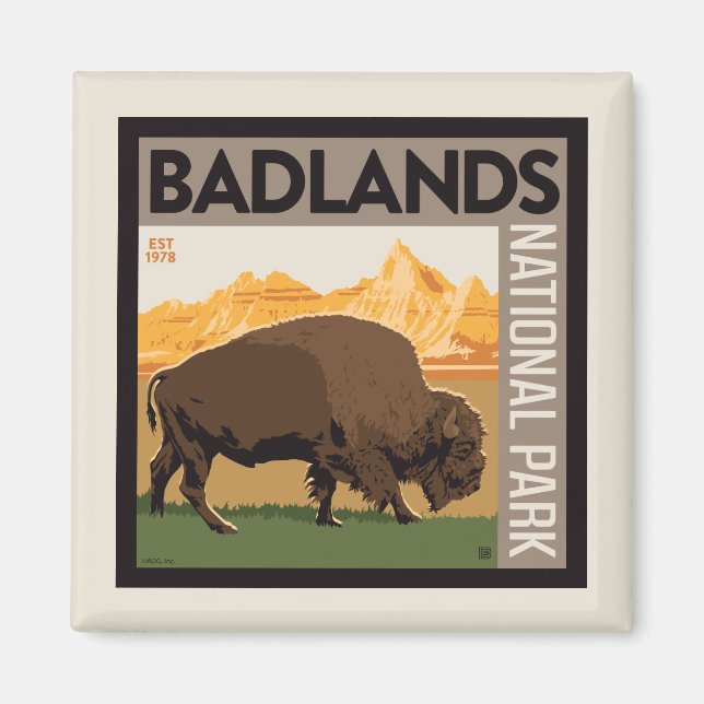 Íman Parque Nacional Badlands | Buffalo (Frente)