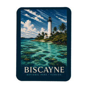 Íman Parque Nacional Biscayne Flórida Xilogravura Moder
