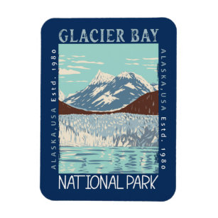Íman Parque Nacional da Baía de Glacier Alaska Retro Di