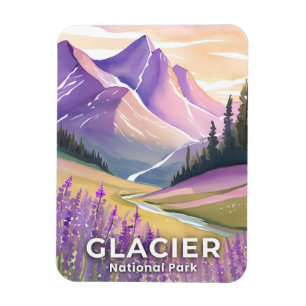 Íman Parque Nacional da Glaciar Aquarela de Lavanda d