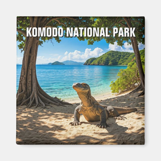 Íman Parque Nacional da Indonésia Komodo Dragon (Frente)