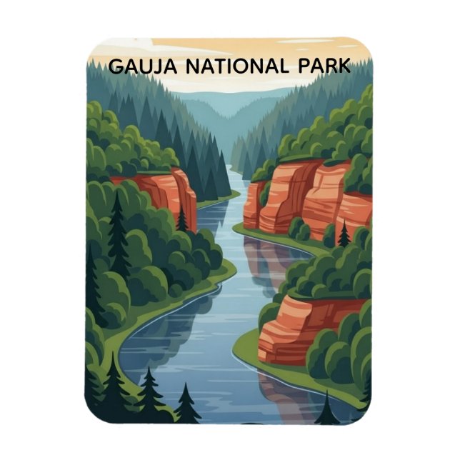 Íman Parque Nacional da Letônia Gauja Viagem (Vertical)