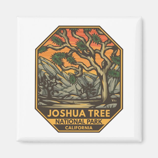 Íman Parque Nacional de Joshua Tree Sunset Retro Emblem (Frente)