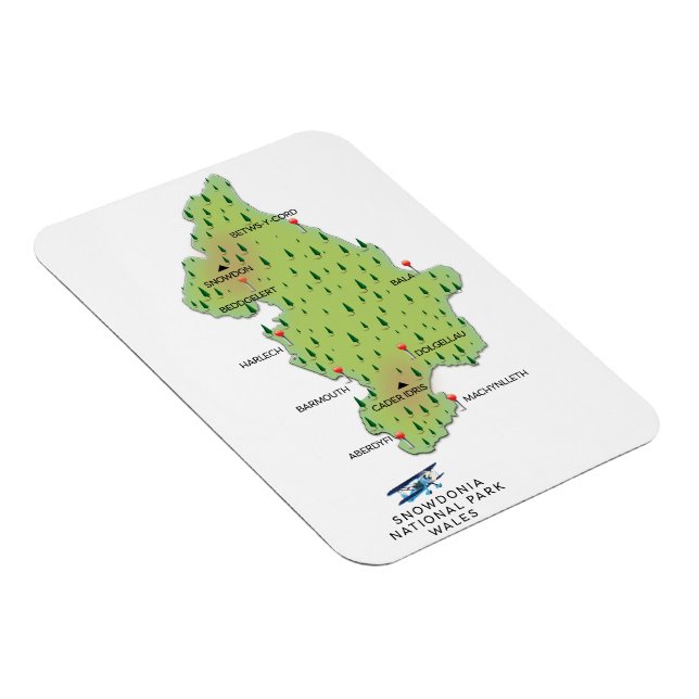 Íman Parque nacional de Snowdonia, mapa do País de Gale (Lado Direito)