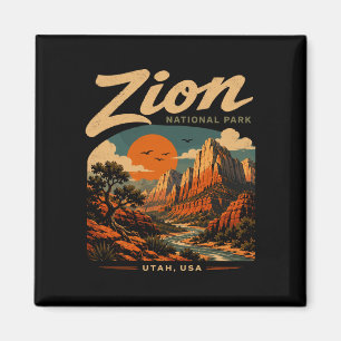 Íman parque nacional de Zion vintage retrô canyon ao ar