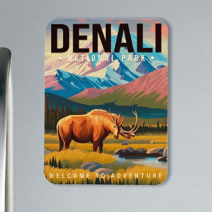 Íman Parque Nacional Denali Alaska - Paisagem de Montan