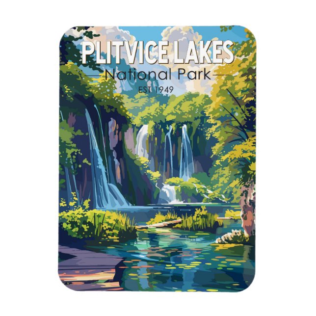 Íman Parque Nacional dos Lagos Plitvice, Viagem Art da  (Vertical)
