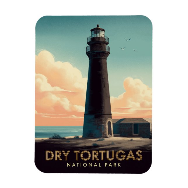 Íman Parque Nacional Dry Tortugas Farol Vintage (Vertical)