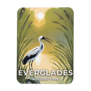 Íman Parque Nacional Everglades   Cegonha em Aquarela