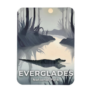 Íman Parque Nacional Everglades   Jacaré em Aquarela