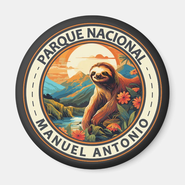 Íman Parque Nacional Manuel Antonio Sloth Viagem Art (Frente)