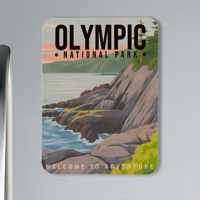 Íman Parque Nacional olimpiadas Washington Vintage Souv (Criador carregado)