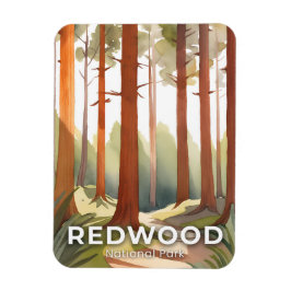 Íman Parque Nacional Redwood | Arte de Viagem em Aquare