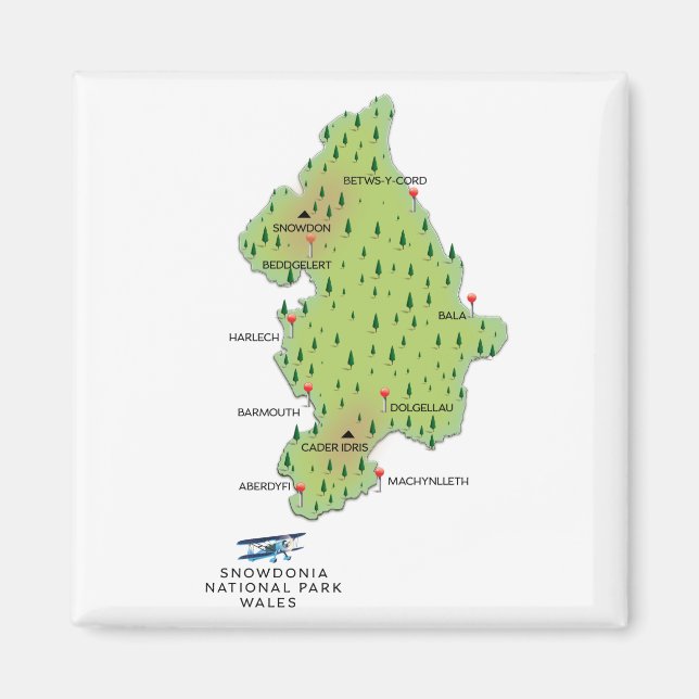 Íman Parque nacional Snowdonia, mapa de Gales (Frente)