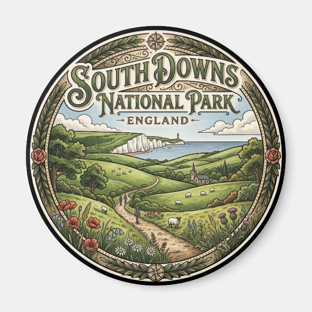 Íman Parque Nacional South Downs Inglaterra (Frente)