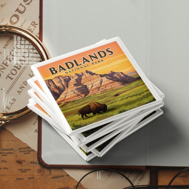 Íman Parque Nacional Vintage Badlands (Criador carregado)