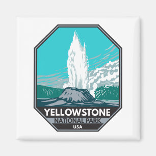 Íman Parque Nacional Yellowstone Castle Geyser Vintage