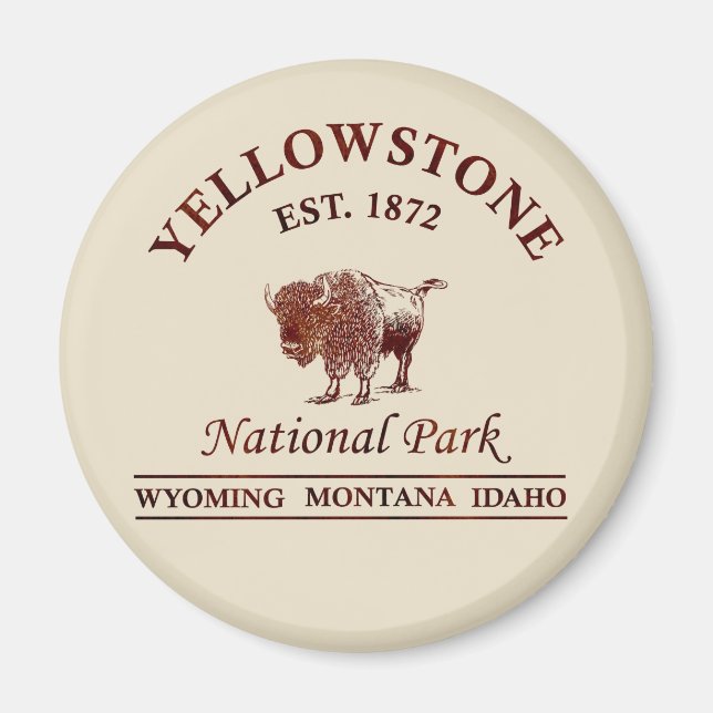Íman Parque Nacional Yellowstone Vintage (Frente)