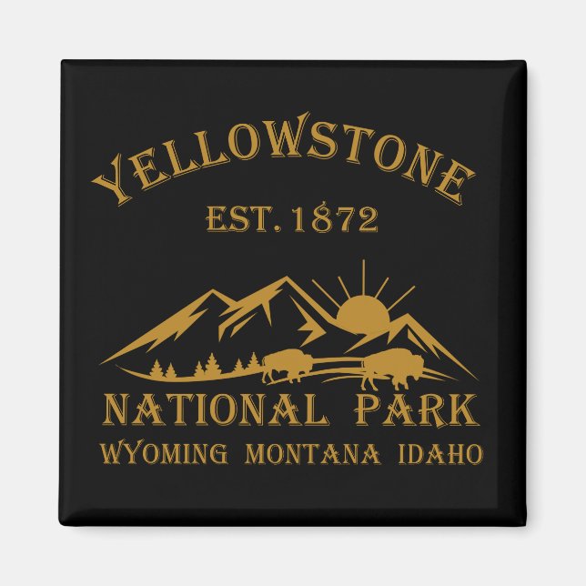 Íman Parque Nacional Yellowstone Vintage (Frente)