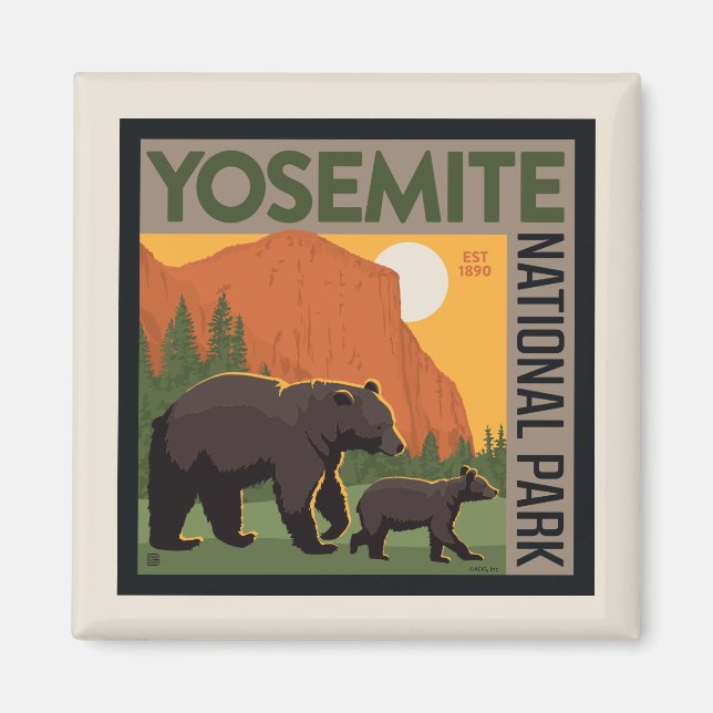 Íman Parque Nacional Yosemite | Família Bear (Frente)