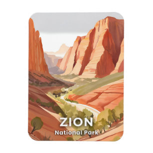 Íman Parque Nacional Zion Aquarela de Viagem do Vale