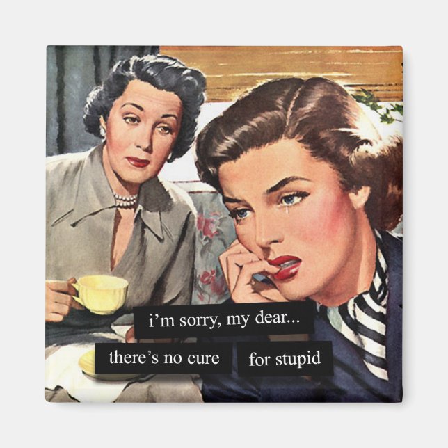 Íman Parteira retrô "Não há cura para estupido" (Frente)