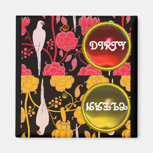 ÍMAN PARTES ART DECO, FLORES AMARELAS VERMELHAS SUJAS L