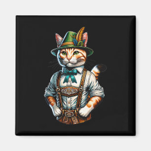 Íman Partido de outubro Cat Funny Alemão Lederhosen da