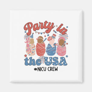 Íman Partido Retro Na Tripulação Usa Nicu 4 De Julho Ni