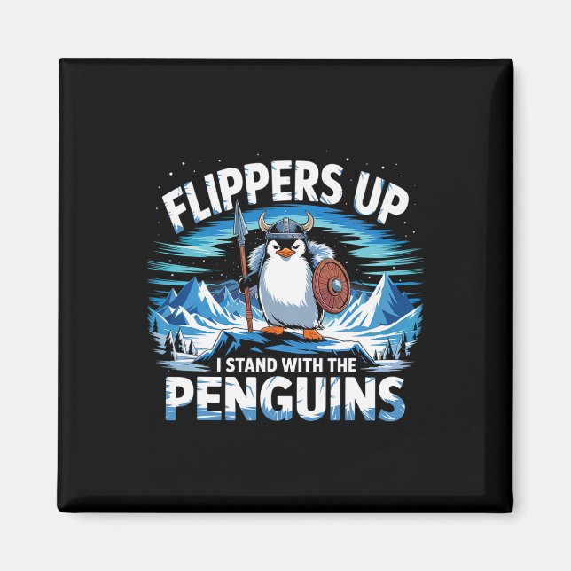 Íman Pás Para Cima Eu Fico Com Pinguins Engraçados (Frente)