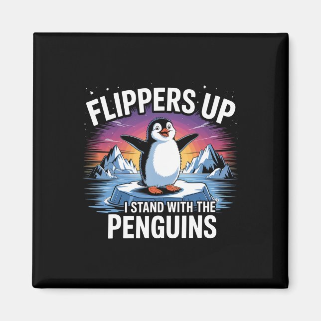 Íman Pás Para Cima Eu Fico Com Pinguins Engraçados (Frente)