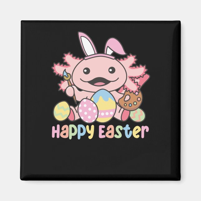 Íman Páscoa Axolotl De Cuta De felz pascoa Com Ovos De  (Frente)