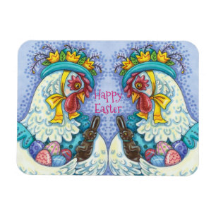 Íman PÁSCOA BONNET E OVOS, PRIMAVERA CHICKEN Colorida