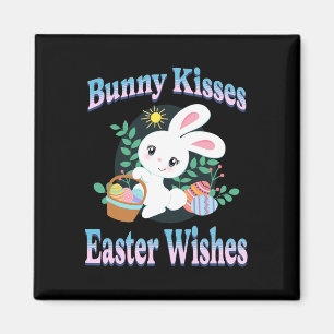 Íman Páscoa Bunny Kisses Deseja Ovos Bonitos De Páscoa