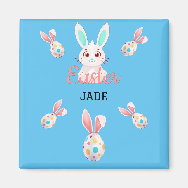 ÍMAN " PÁSCOA" BUNNY MAGNET COM OVOS E NOME ESPECIFICAD (Frente)
