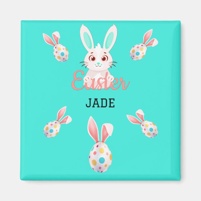 ÍMAN " PÁSCOA" BUNNY MAGNET COM OVOS E NOME ESPECIFICAD (Frente)