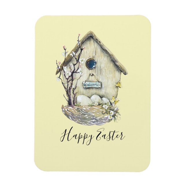 Íman Páscoa de Ovos de Birdhouse com Aquarela (Vertical)